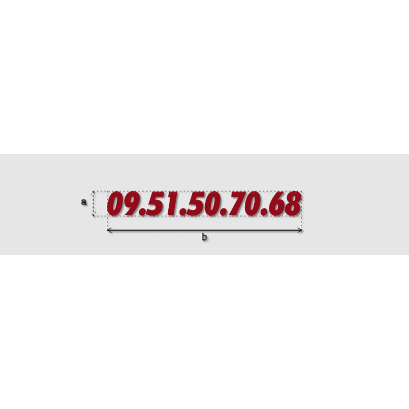 Découpe de lettres : "09.51.50.70.68"