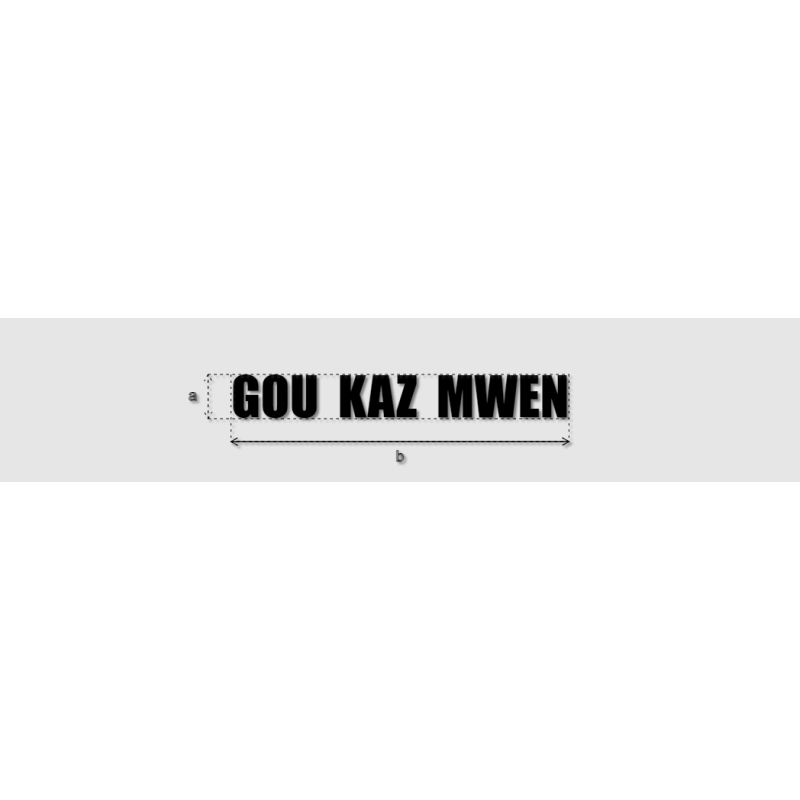 Découpe de lettres : "GOU  KAZ  MWEN"
