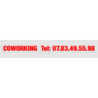 Découpe de lettres : "COWORKING  Tel: 07.83.49.55.98"