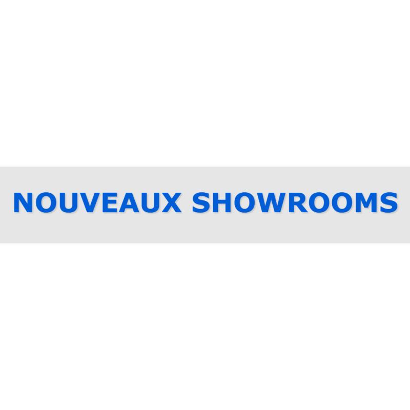 Découpe de lettres : "NOUVEAUX SHOWROOMS"