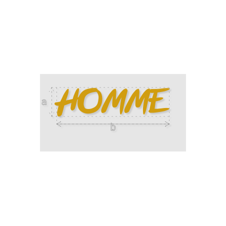 Découpe de lettres : "HOMME"