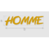 Découpe de lettres : "HOMME"