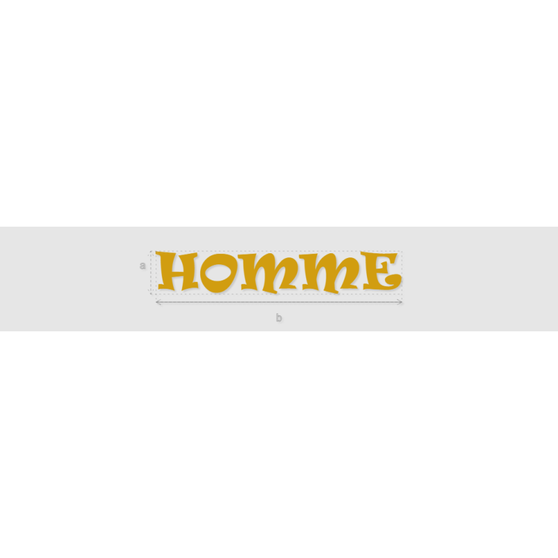 Découpe de lettres : "HOMME"