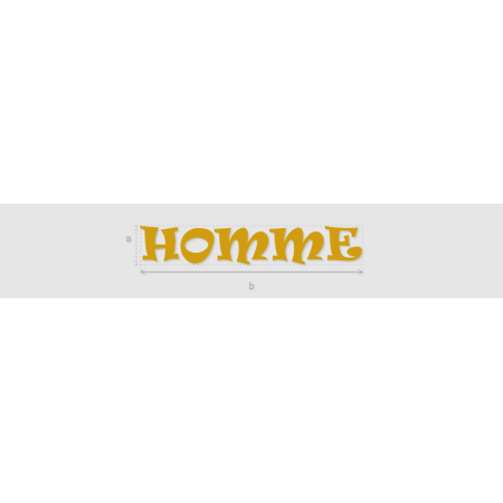 Découpe de lettres : "HOMME"