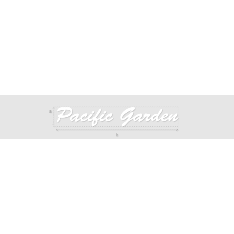 Découpe de lettres : "Pacific Garden"