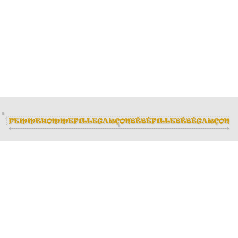 Découpe de lettres : "FEMMEHOMMEFILLEGARÇONBÉBÉFILLEBÉBÉGARÇON"