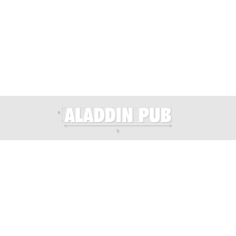 Découpe de lettres : "ALADDIN PUB"