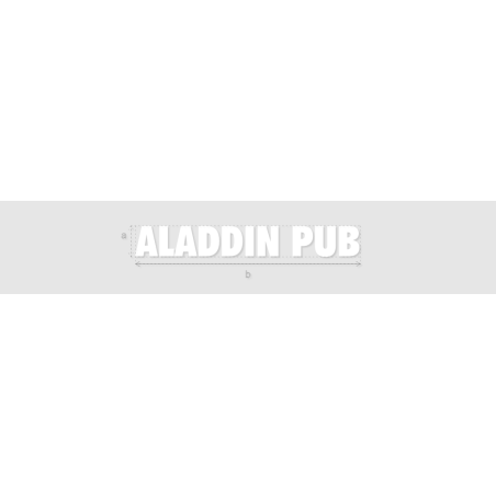 Découpe de lettres : "ALADDIN PUB"