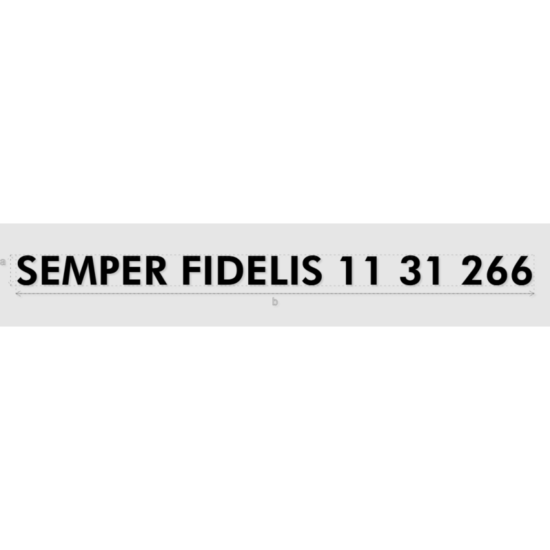 Découpe de lettres : "SEMPER FIDELIS 11 31 266"
