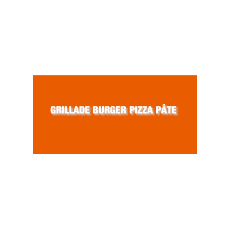 Découpe de lettres : "GRILLADE BURGER PIZZA PÂTE "