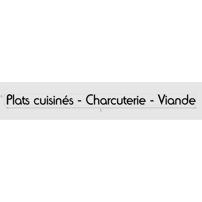 Découpe de lettres : "Plats cuisinés - Charcuterie - Viande"
