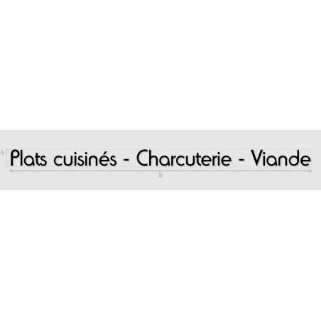 Découpe de lettres : "Plats cuisinés - Charcuterie - Viande"