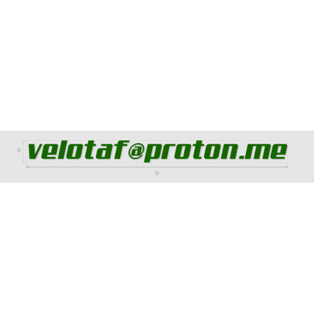 Découpe de lettres : "velotaf@proton.me"