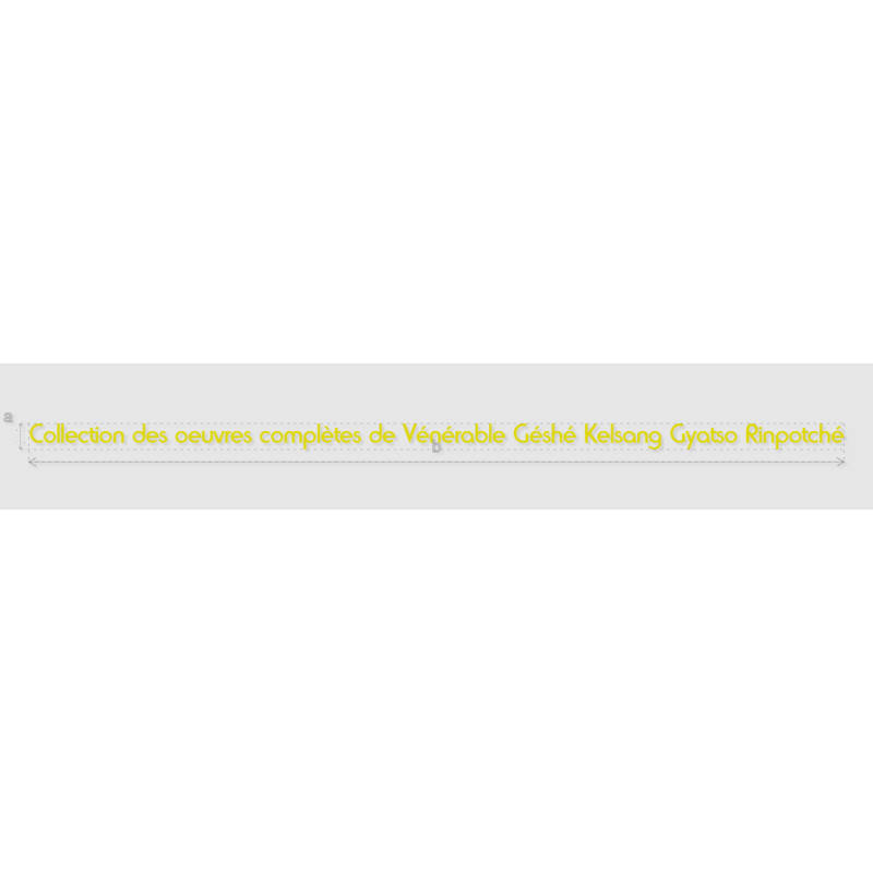 Découpe de lettres : "Collection des oeuvres complètes de Vénérable Géshé Kelsang Gyatso Rinpotché"