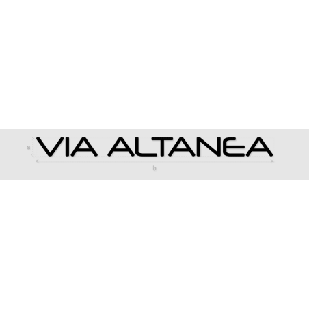 Découpe de lettres : "VIA ALTANEA"